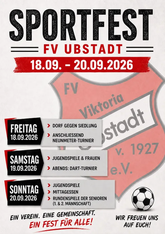 Sportfest Ankündigung